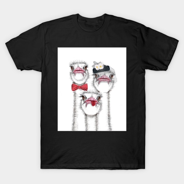 Ostrich Family T-Shirt by RebecaZum